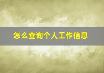 怎么查询个人工作信息