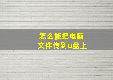 怎么能把电脑文件传到u盘上