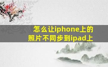 怎么让iphone上的照片不同步到ipad上