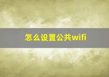 怎么设置公共wifi