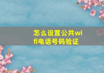 怎么设置公共wifi电话号码验证