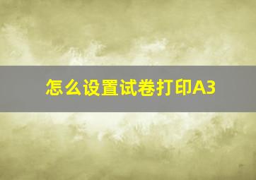 怎么设置试卷打印A3