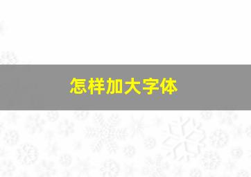 怎样加大字体