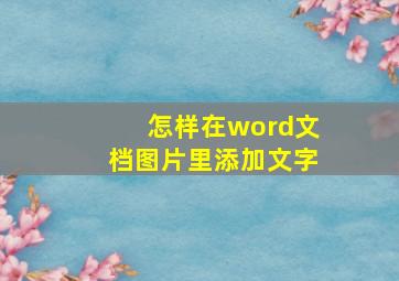 怎样在word文档图片里添加文字