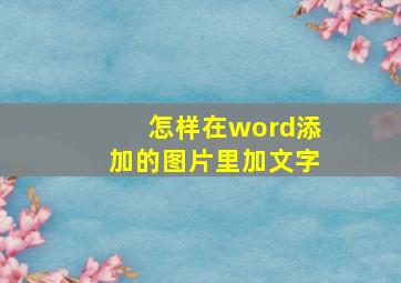 怎样在word添加的图片里加文字