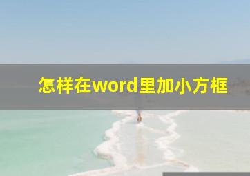 怎样在word里加小方框