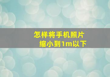 怎样将手机照片缩小到1m以下