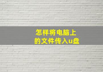 怎样将电脑上的文件传入u盘