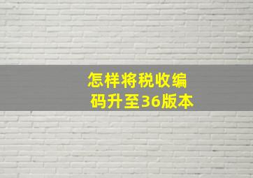 怎样将税收编码升至36版本