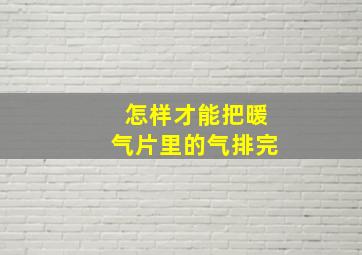 怎样才能把暖气片里的气排完