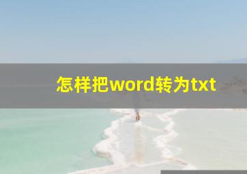 怎样把word转为txt