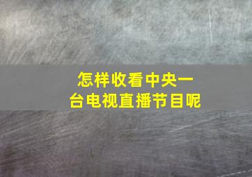 怎样收看中央一台电视直播节目呢