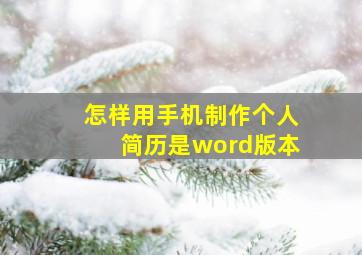 怎样用手机制作个人简历是word版本