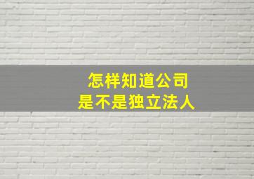 怎样知道公司是不是独立法人