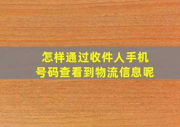 怎样通过收件人手机号码查看到物流信息呢