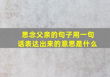 思念父亲的句子用一句话表达出来的意思是什么