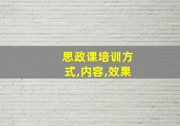 思政课培训方式,内容,效果