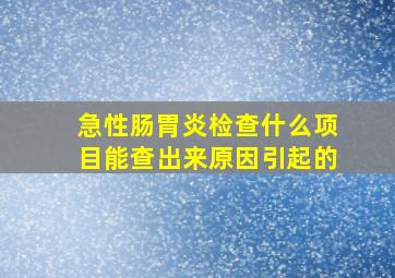 急性肠胃炎检查什么项目能查出来原因引起的