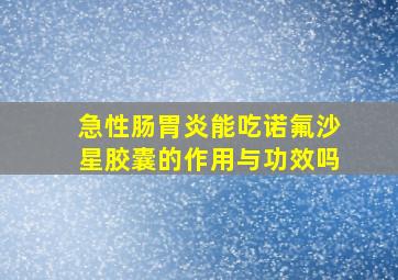 急性肠胃炎能吃诺氟沙星胶囊的作用与功效吗