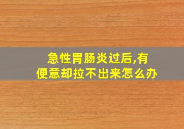 急性胃肠炎过后,有便意却拉不出来怎么办