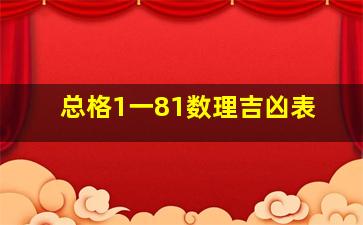 总格1一81数理吉凶表