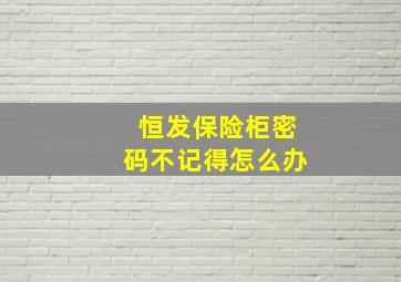 恒发保险柜密码不记得怎么办