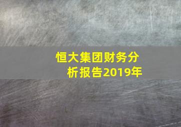 恒大集团财务分析报告2019年