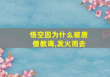 悟空因为什么被唐僧教诲,发火而去