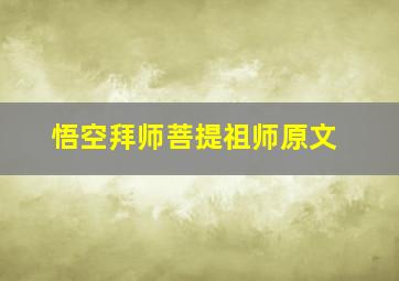 悟空拜师菩提祖师原文