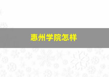 惠州学院怎样