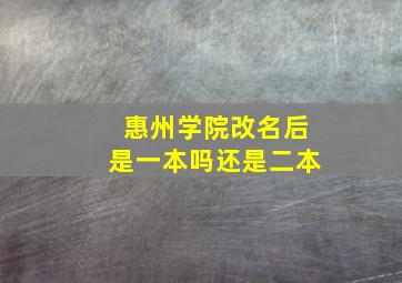 惠州学院改名后是一本吗还是二本