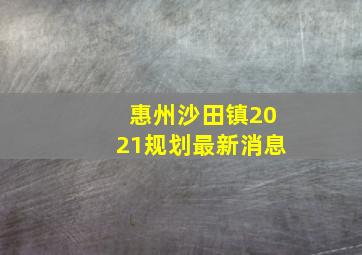 惠州沙田镇2021规划最新消息