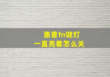 惠普fn键灯一直亮着怎么关