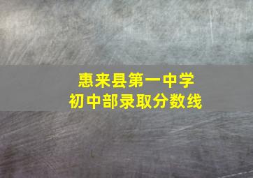 惠来县第一中学初中部录取分数线