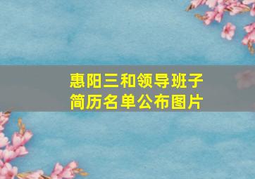 惠阳三和领导班子简历名单公布图片