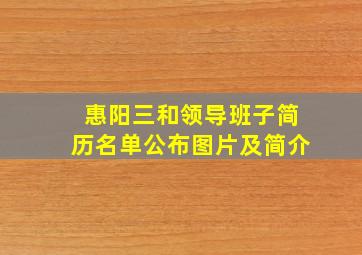 惠阳三和领导班子简历名单公布图片及简介