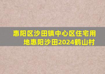 惠阳区沙田镇中心区住宅用地惠阳沙田2024鹤山村