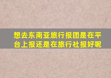 想去东南亚旅行报团是在平台上报还是在旅行社报好呢