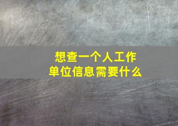 想查一个人工作单位信息需要什么