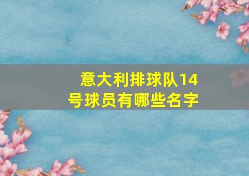 意大利排球队14号球员有哪些名字