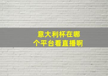 意大利杯在哪个平台看直播啊