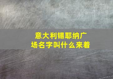 意大利锡耶纳广场名字叫什么来着