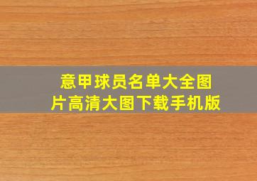 意甲球员名单大全图片高清大图下载手机版