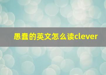 愚蠢的英文怎么读clever