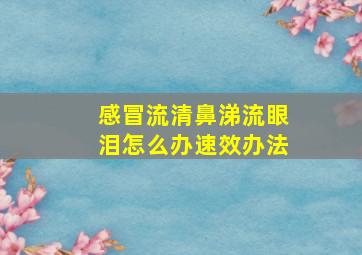 感冒流清鼻涕流眼泪怎么办速效办法