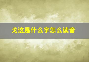 戈这是什么字怎么读音