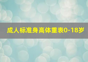 成人标准身高体重表0-18岁