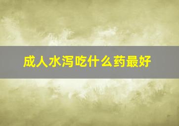 成人水泻吃什么药最好