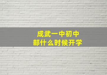 成武一中初中部什么时候开学