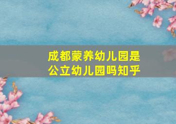 成都蒙养幼儿园是公立幼儿园吗知乎